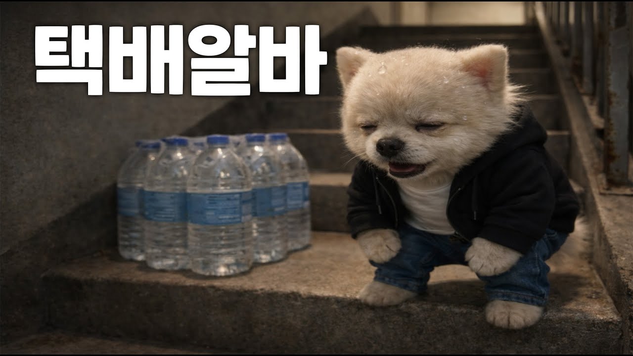 “작다고 얕보지 마세요… 포든의 생수 배송 하루 🐶💪”
