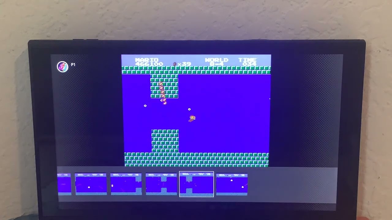 Super Mario bros part 2 barely defeating Bowser