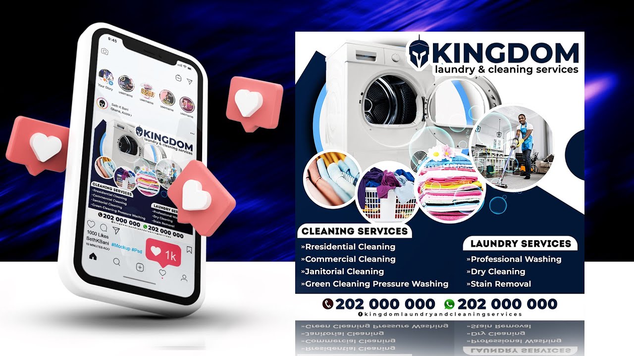 Creative Laundry Flyer | Flyer Design In Photoshop For Beginners