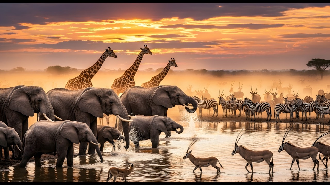 Secrets of African Waterholes | Safari Wildlife Gathering in 8K Ultra HD