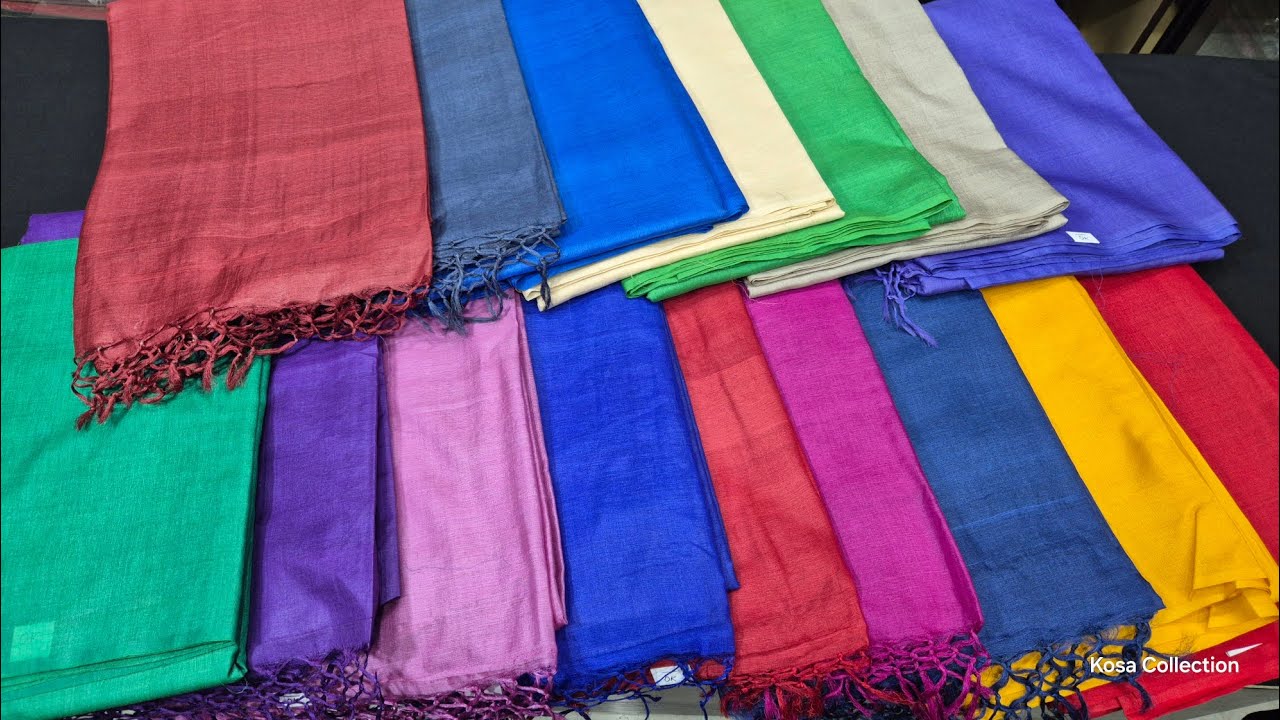 Budget Friendly Kosa Silk Plain Saree from Chhattisgarh | Borderless Tussar Silk Saree Collection