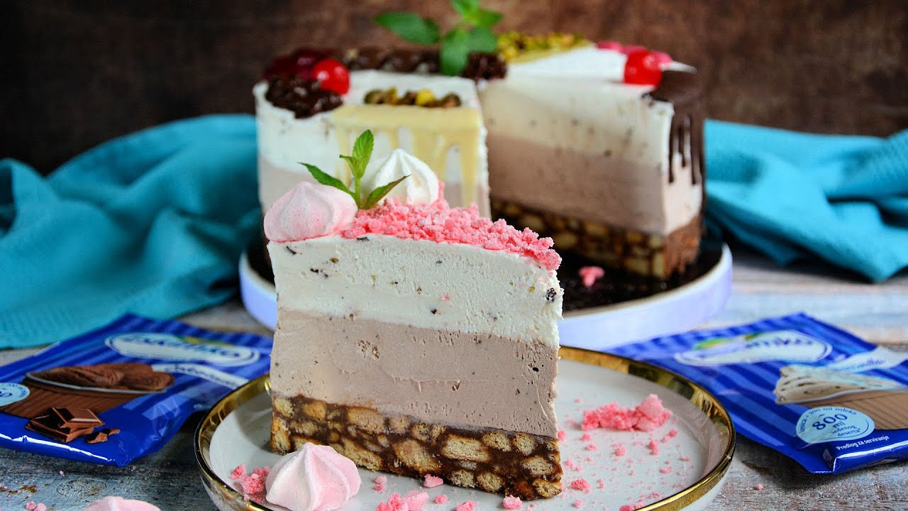 Eskimko torta BEZ PEČENJA – 2 fila, 1 savršenstvo! | Stracciatella & čokolada🍫