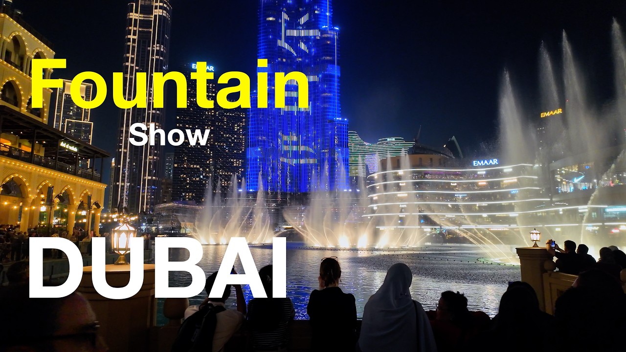 Dubai Fountain Show 4K HDR | Magical Water Dance & Burj Khalifa Lights | Travel Videos