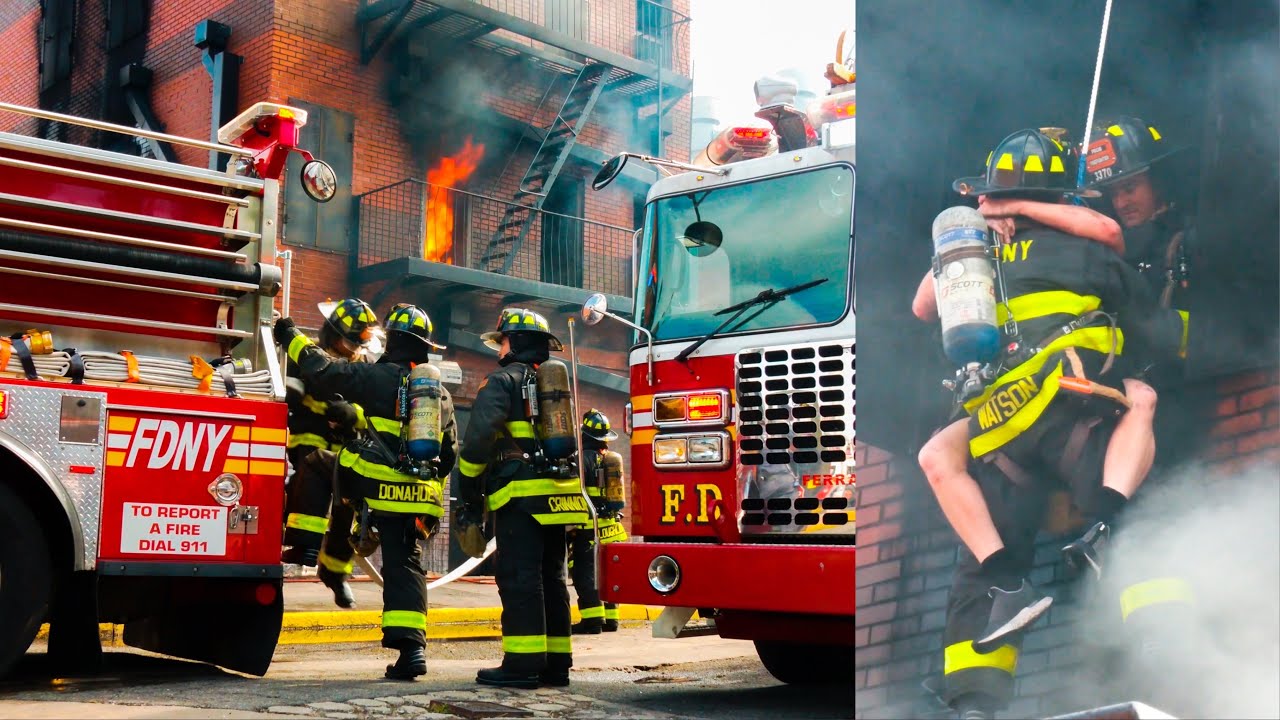 **FIRE Out the WINDOW and ROPE RESCUE!**  FDNY Probie Firefighters Train on Family Day at the Rock!