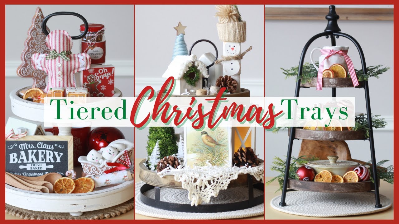 4 New  Easy 🎄Christmas Tiered Trays 2022 | Decorate With Me | Collab with @heart_towards_home