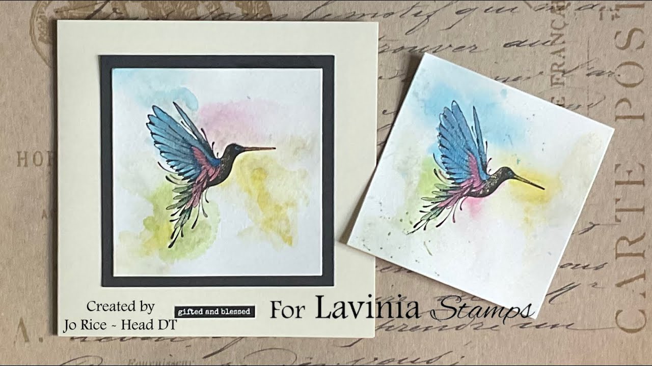 Pearl Hummingbird by Jo Rice #laviniastamps #cardmaking #gansaitambipaints