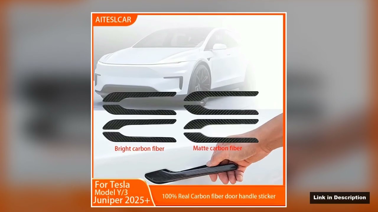 For Tesla Model Y Juniper 2025 Model 3 Accessories Real Carbon Fiber Door Handle Cover Frame