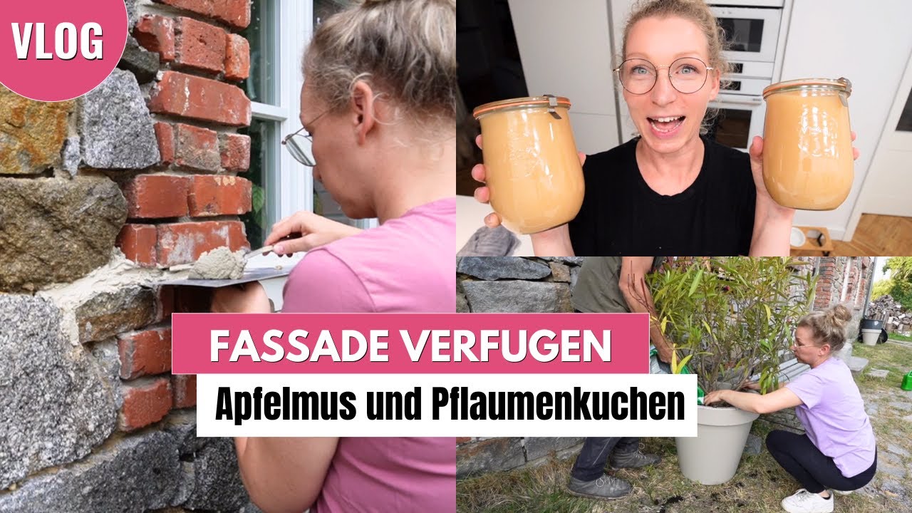 Fassade aus Granitstein verfugen | Obst verarbeiten 🍎 | Umtopfen 🌷|  UKF