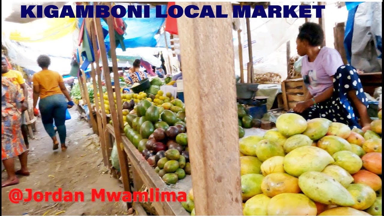 Shopping at the Kigamboni local Market in Dar Es Salaam Tanzania