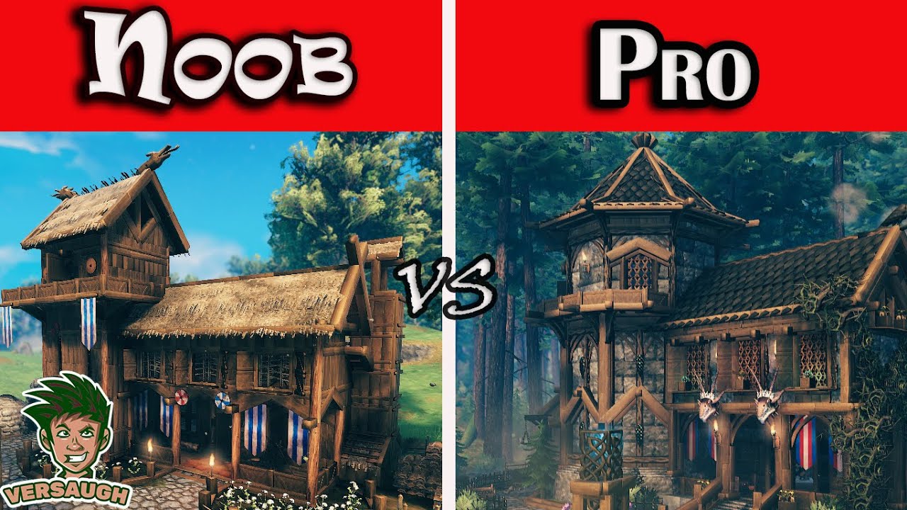 Valheim - Noob vs Pro Medieval house -Timelapse
