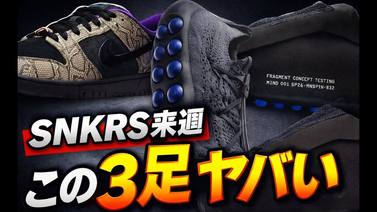 来週SNKRS抽選。この3足ヤバい。SB DunkとFragment