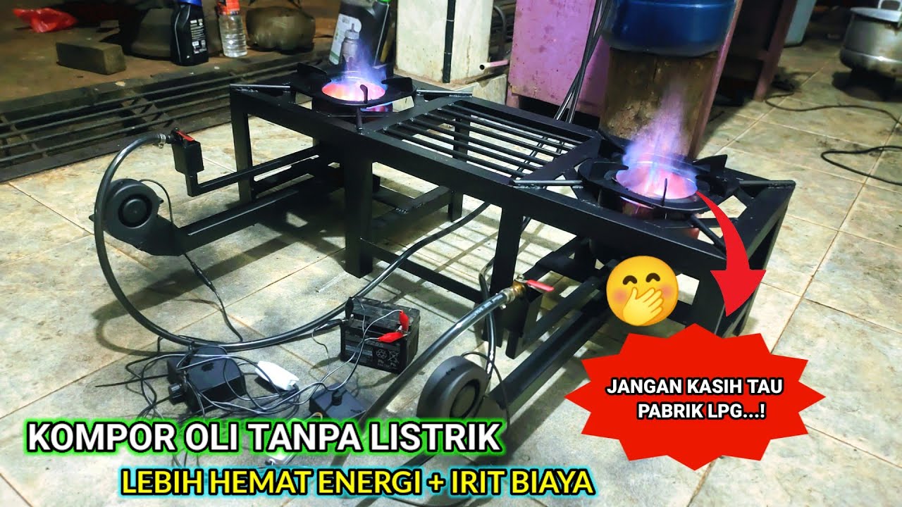 PROSES PEMBUATAN KOMPOR OLI BEKAS 2 TUNGKU||HEMAT ENERGI TANPA LISTRIK
