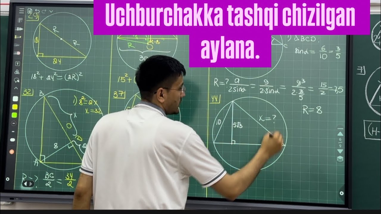 Uchburchakka tashqi chizilgan aylana.(IDC kitoblari 22-mavzu)