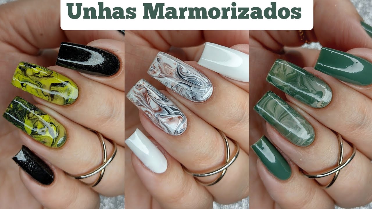 UNHAS DECORADAS COM MARMORIZADO TÉCNICA SUPER FÁCIL DE FAZER