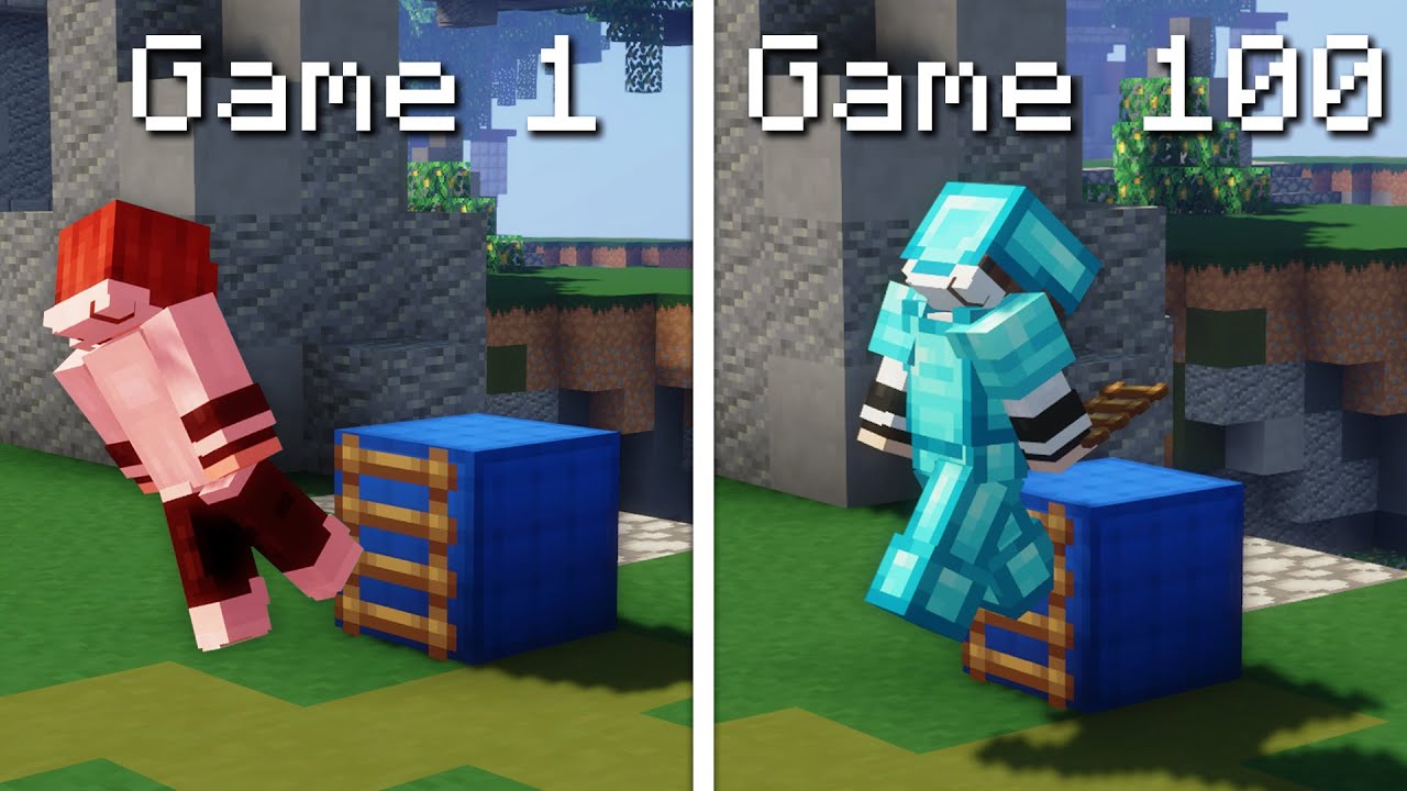 I Played 100 Games of Hypixel Bedwars While Ladder Clutching