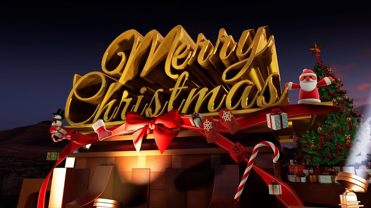 Happy Holiday Merry Christmas 3D CGi text Animation