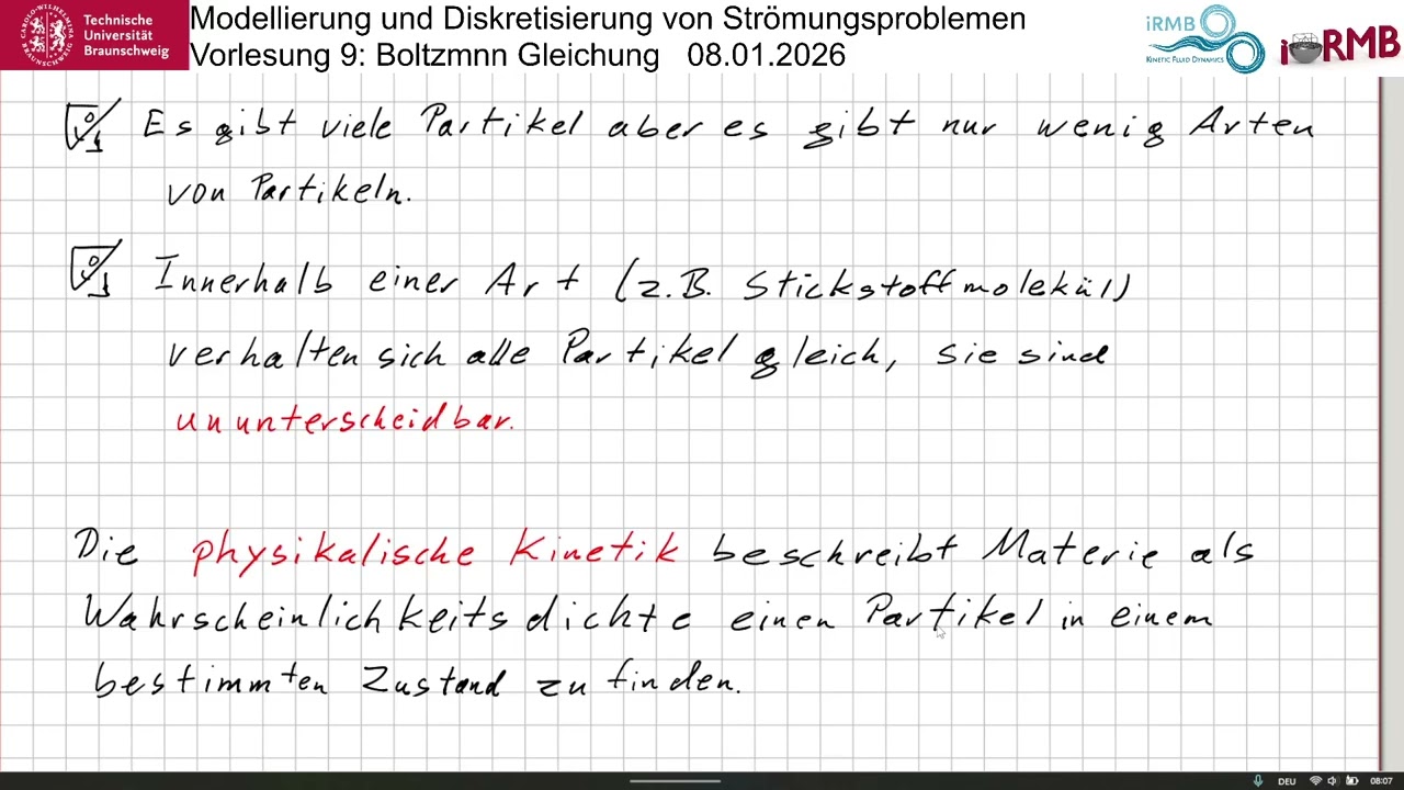 Modellierung und Diskretisierung von Strömungsproblemen 9: Boltzmann Gleichung
