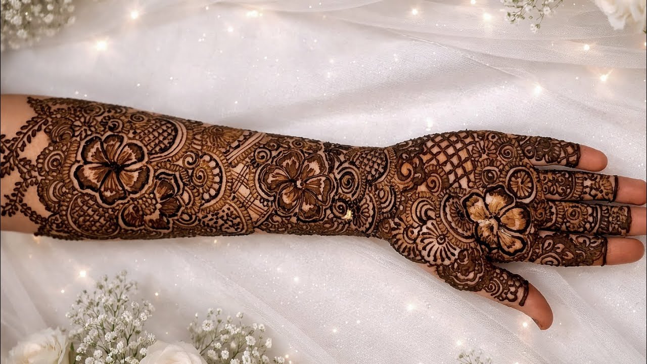 Beautiful Hibiscus Bridal Mehndi Design🌺| Satisfying Mehndi#bridalmehendi#mehndi#fullmehndidesign 