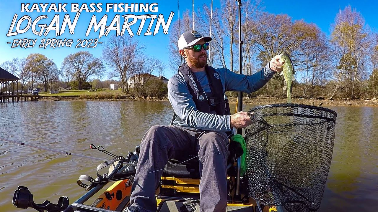 Early Spring Kayak Bass Fishing in Alabama on lake Logan Martin