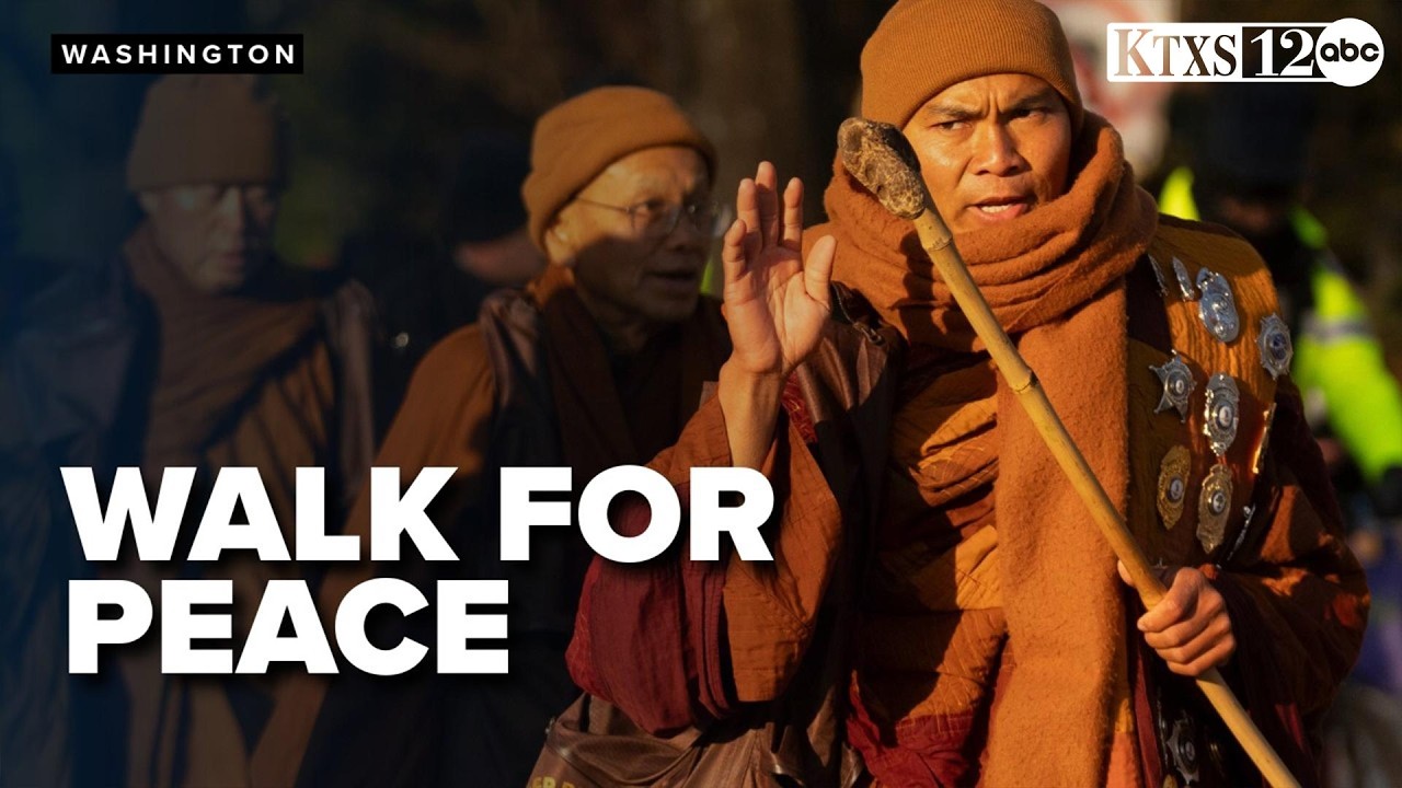 Buddhist Monks end 2,300 mile walk for peace in DC