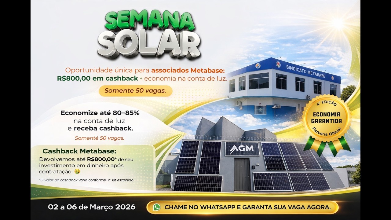 Associados tem direito de até R$800 de Cashback: Entenda a Semana Solar Metabase