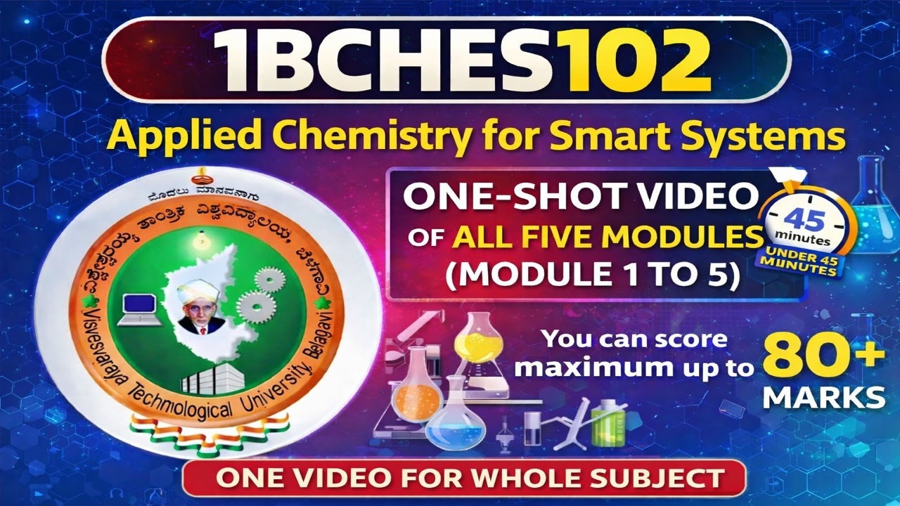 1BCHES102 | Applied Chemistry for Smart Systems 🔥 | Modules 1–5 | Under 45 Minutes | VTU | Score 80+