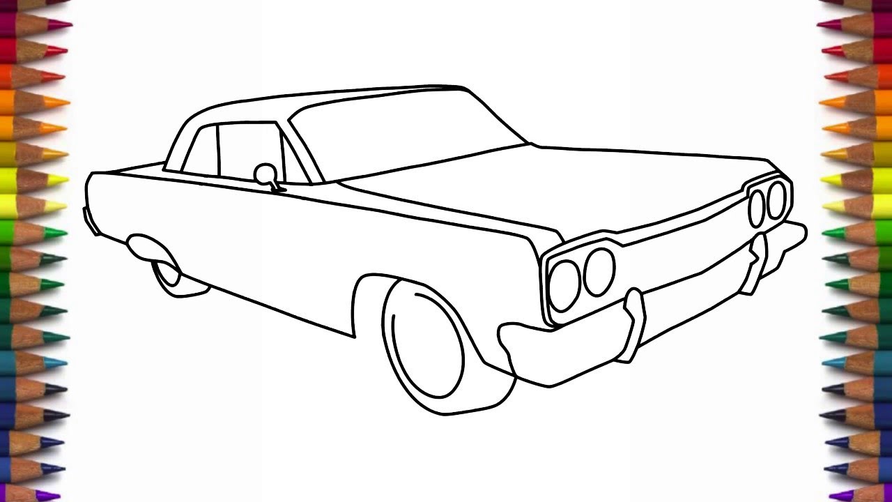 How to draw a car 1964 Chevrolet Impala step by step
