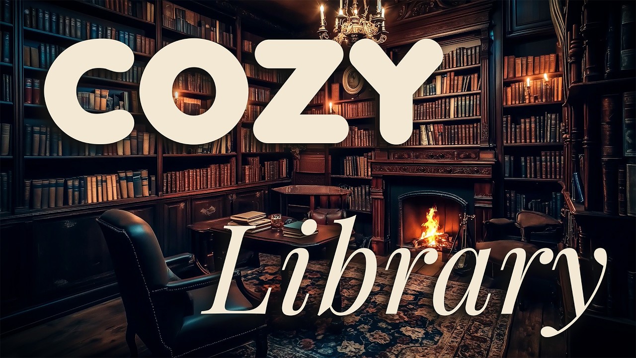 Cozy Library Fireplace Ambience 4K (2 Hours) 🔥 Crackling Fire Sounds for Study & Deep Focus