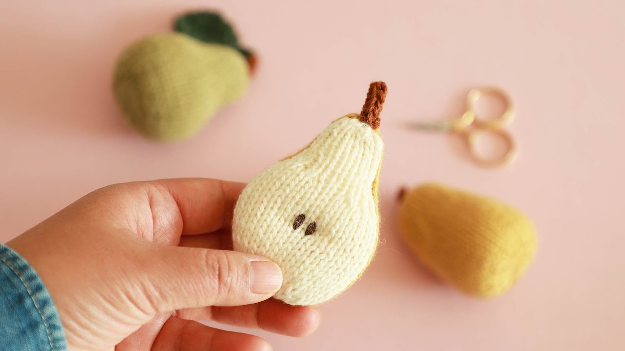 [채소&과일 손뜨개] 반쪽 서양배 |  Half Pear (+English Pattern)