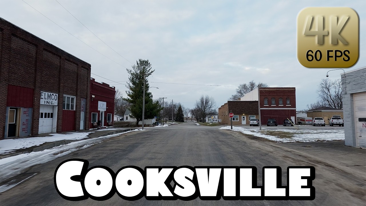 Driving Around Small Town Cooksville, Illinois in 4k Video