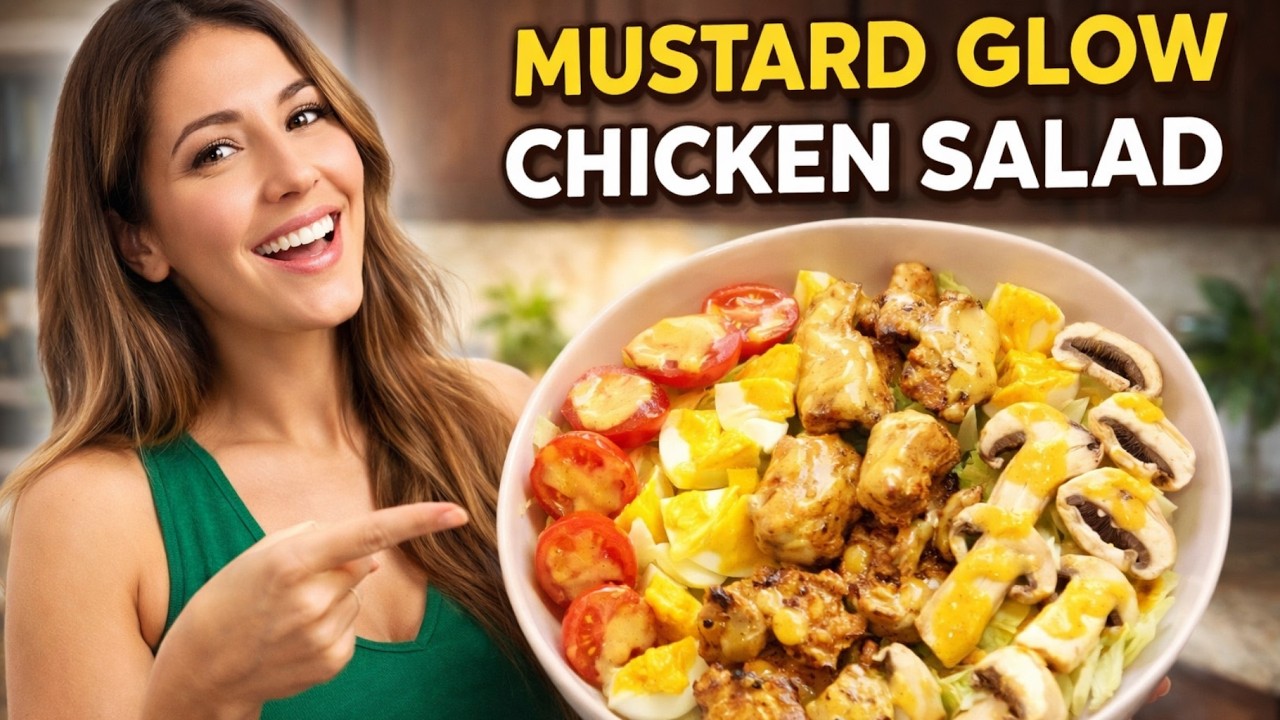 Mustard Glow Chicken Salad | Crispy Air Fryer Chicken & Creamy Mustard Dressing (ASMR)