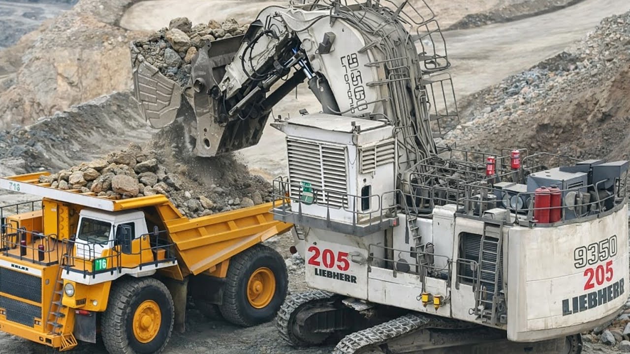 Liebherr Giant Shovel Loading BelAZ Dump Trucks | Extreme Open-Pit Mining