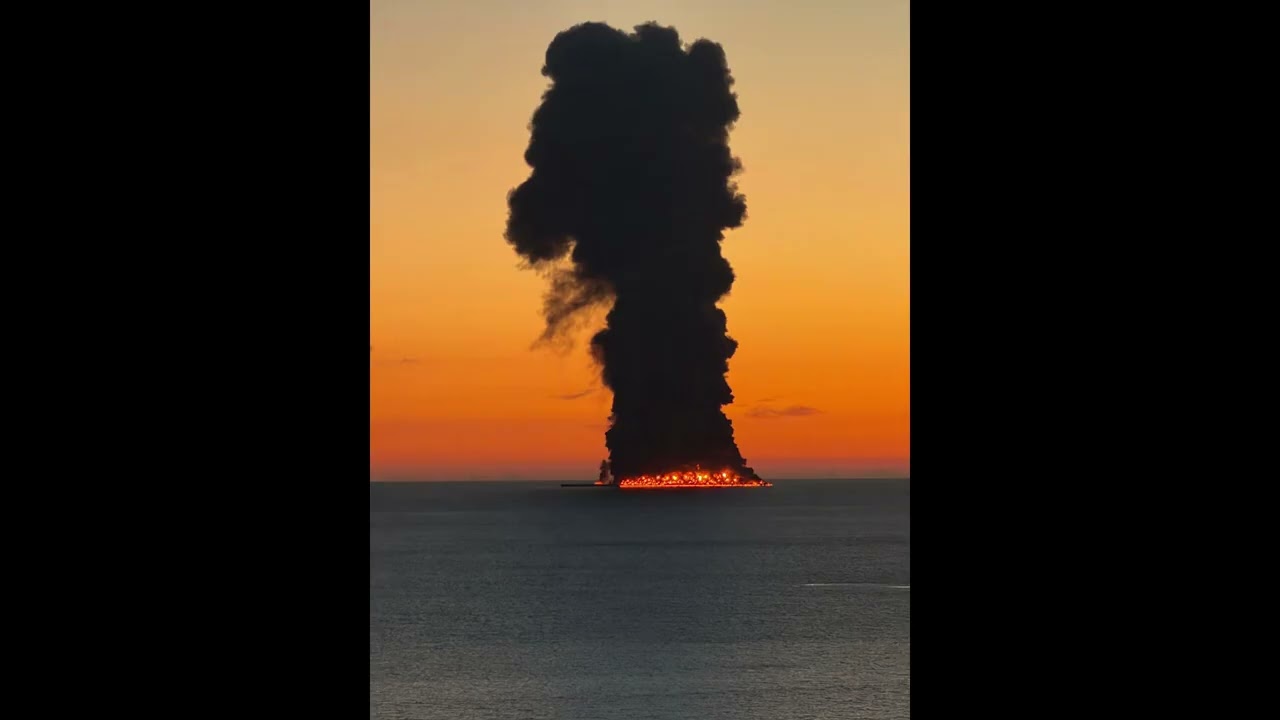 Huge Fire After Tanker is Hit Near Sochi! Biggest Fire Yet For a Tanker?