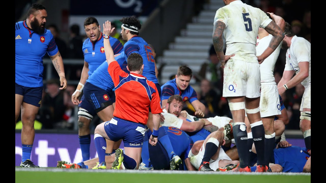 Benjamin Kayser burrows in for great Try, England v France, 21st March 2015