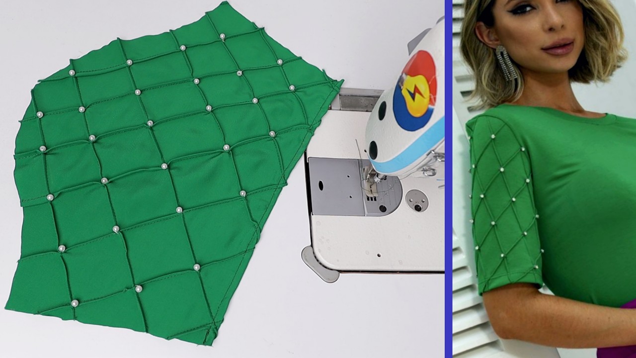 Sewing technique: Easy way to cut and stitch blouse sleeve designs with pin tucks and pearls.