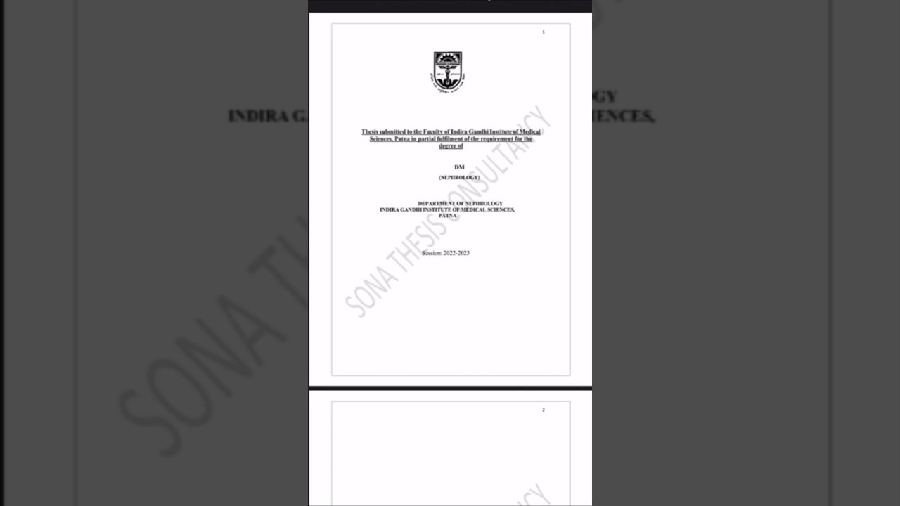 Sample Work #8 (D.M Thesis On Nephrology) By Sona Thesis Consultancy #shorts#ytshorts#youtubeshorts