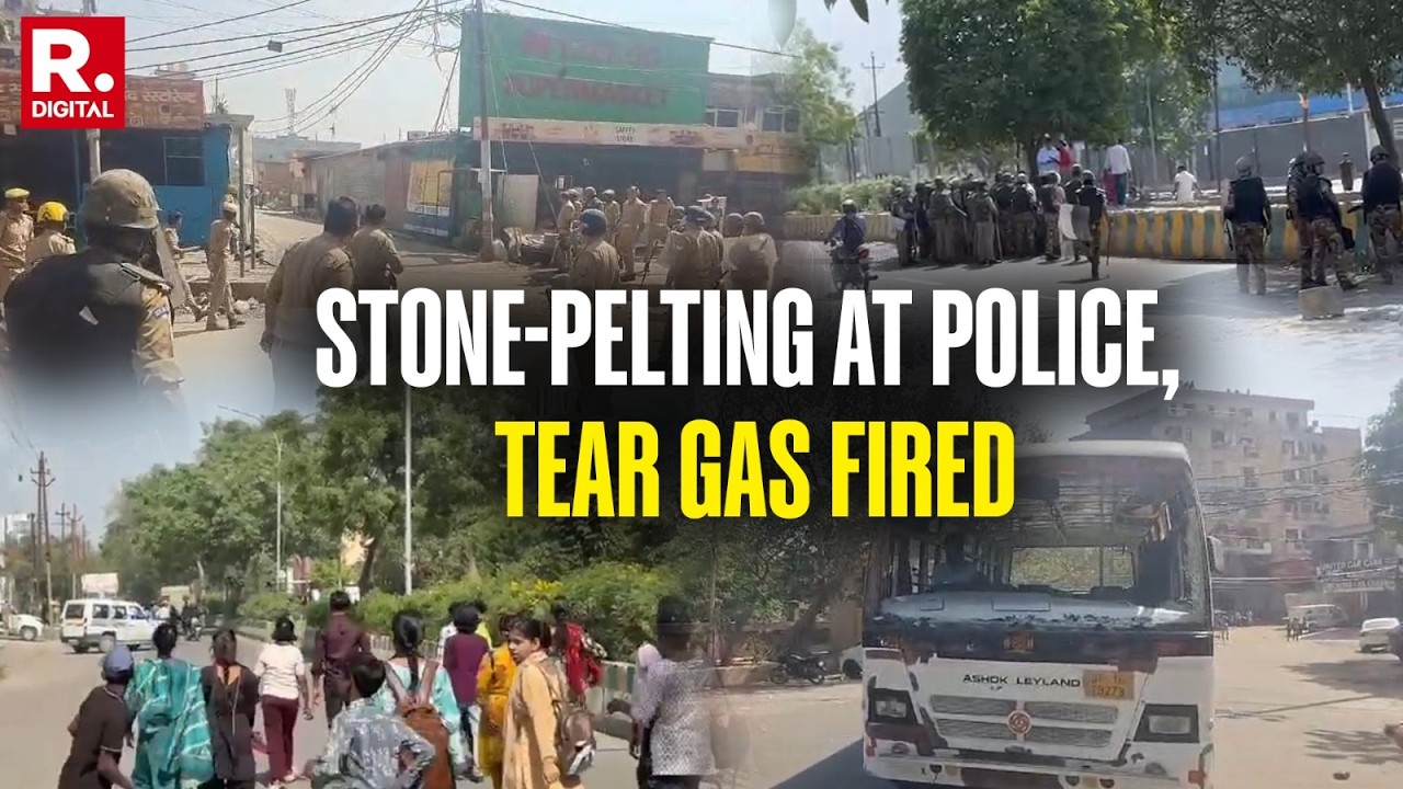 Noida Workers Protest Day 2: Stone-Pelting At Police, Tear Gas Fire And Several Vehicles Vandalized