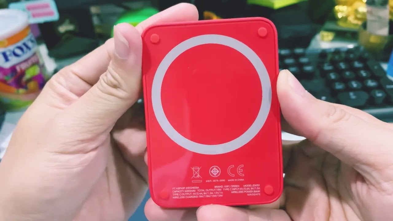 Unboxing KiiP Power Bank Wireless Magsafe | 4200MAH - RED | CUTE