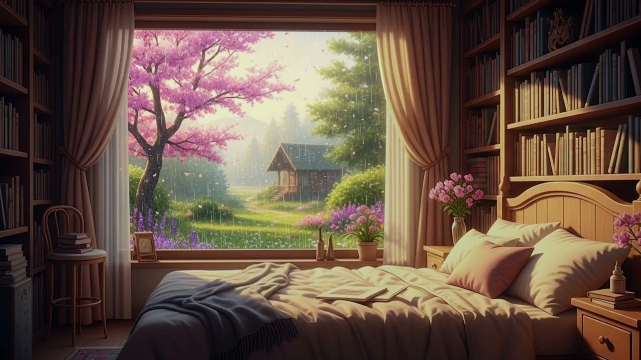 Soft Piano in a Cozy Room Overlooking a Flower Garden | Gentle Relaxing Music 🌸🎹✨