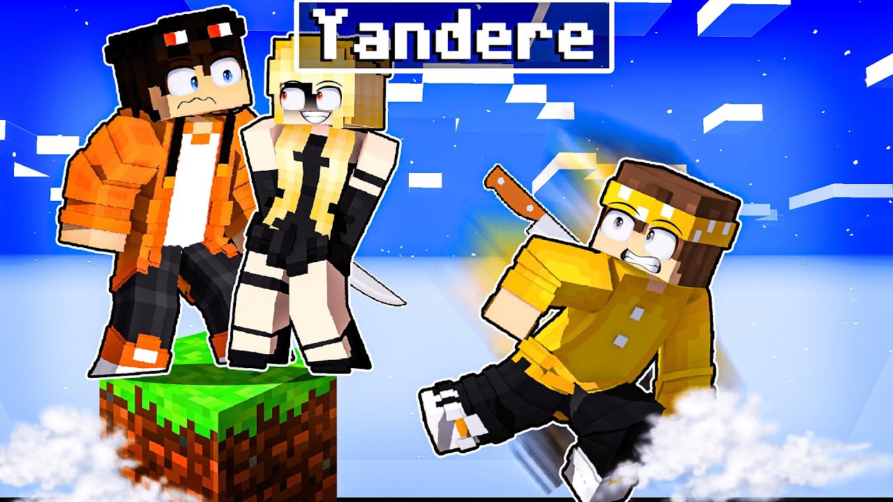 YANDERE em APENAS UM BLOCO só de GAROTOS no Minecraft!