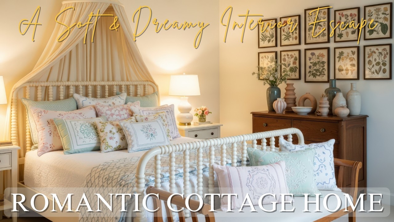 Romantic Cottage Home Tour: Pastel Living Room & Cozy Bedroom with Vintage Charm Lighting