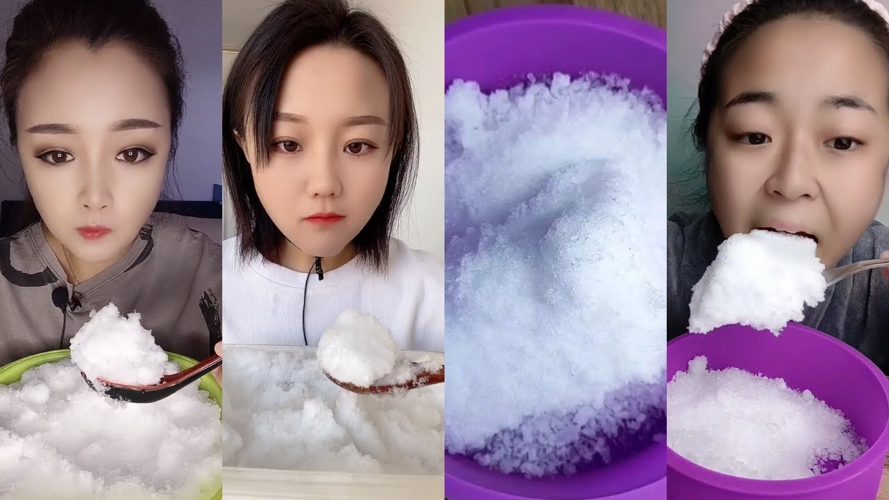 ASMR SOFT POWDERY SPOONFUL FREEZER FROST ICE EATING ASMR ❄️WHITE ICE ASMR 먹방 ASMR 얼음먹방 ASMR 氷