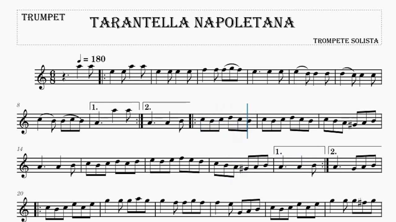 Tarantella Napoletana (Luigi Ricci) Partitura - Trompete em Sib! #solo #musica #trumpet #sheetmusic