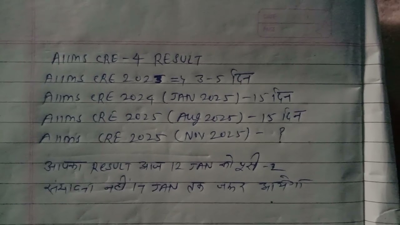 AIIMS CRE 4 RESULT 2025/26 aiims cre 4 result/ aiims cre result 2025 / aiims cre 4 result 2026