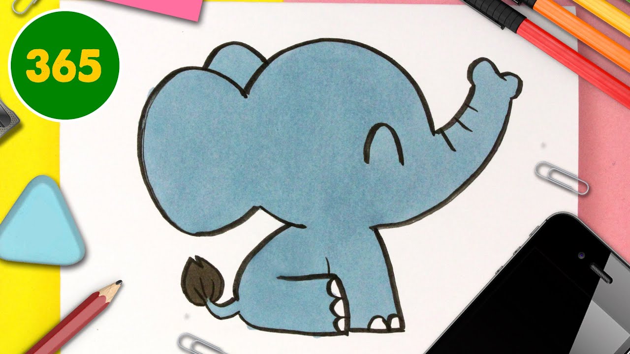 COMMENT DESSINER UN ÉLÉPHANT KAWAII - Dessins kawaii faciles - dessiner des animaux kawaii