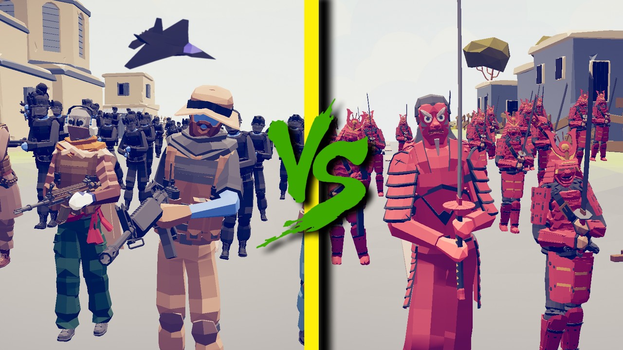 WARZONE ARMY vs SAMURAI ARMY - Totally Accurate Battle Simulator TABS