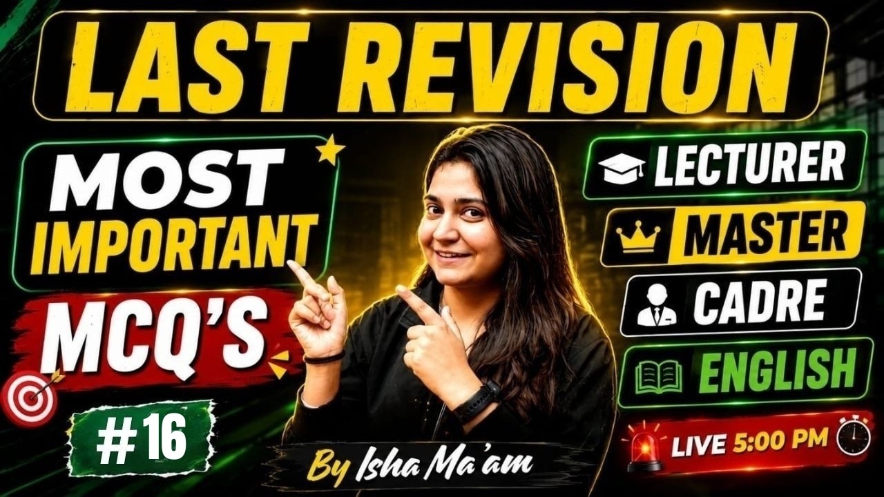 Master Cadre & Lecturer Cadre 2026 | English Most Important MCQs | Last Revision | By Isha Ma'am