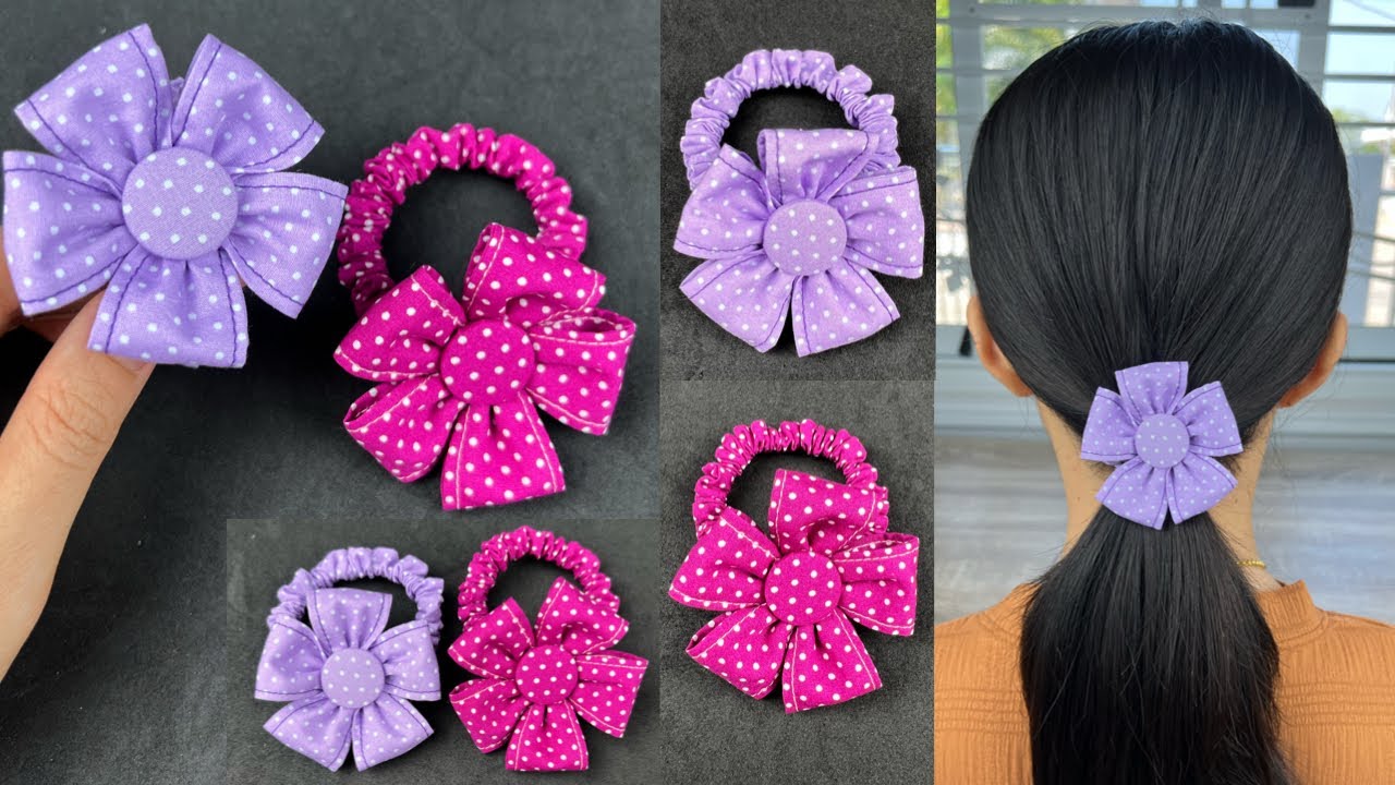 Flower Bow Scrunchies ✅✅ How to make Scrunchies Sewing Tutorial.