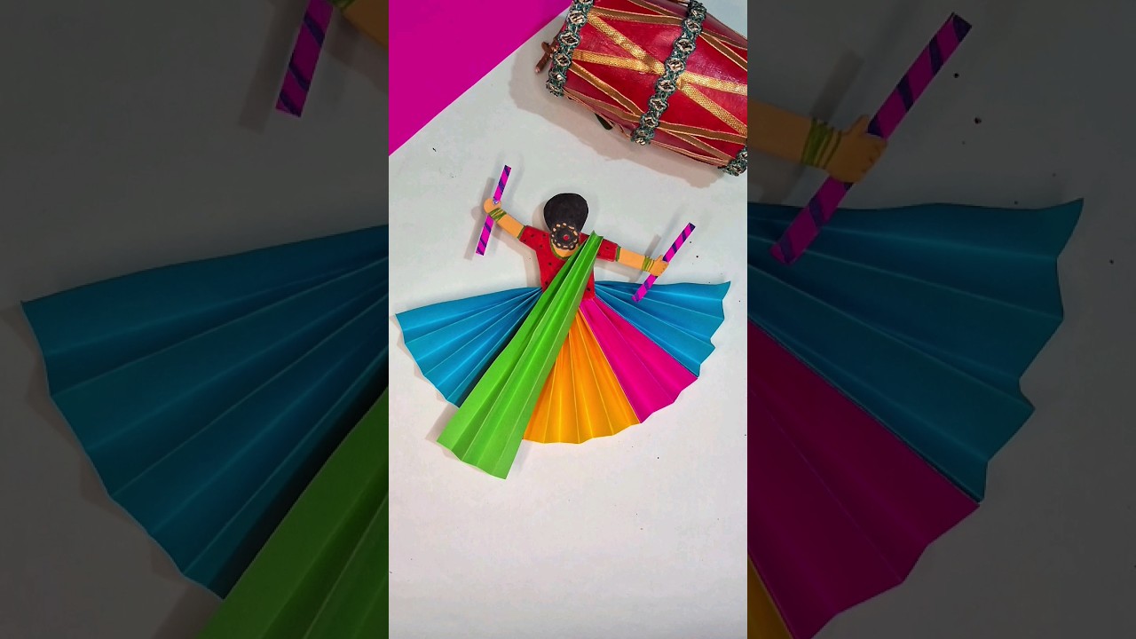 navratri garba doll| paper craft| diy dancing girl| dandiya dance #trending #ytshorts #navratri #diy