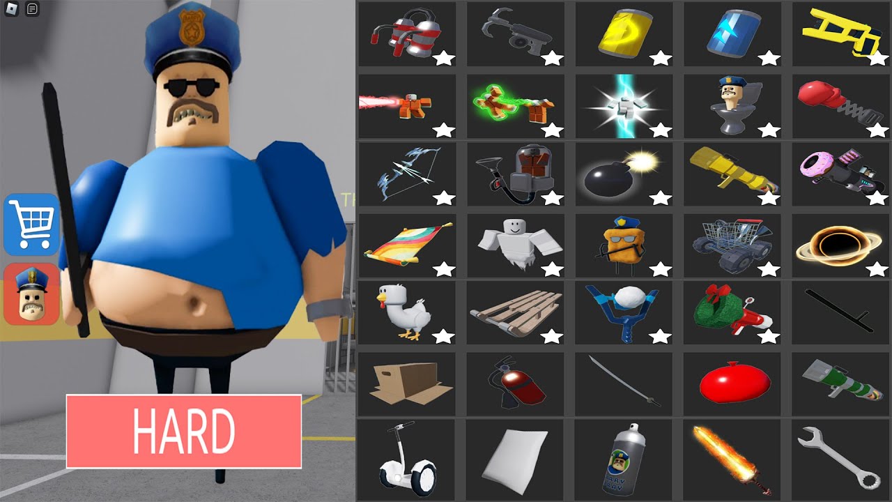 BARRY'S PRISON RUN! (OBBY) - All Items & All Morphs: Alien, Mr Dummy, Grandpa, Siren Cop, Ani Tron